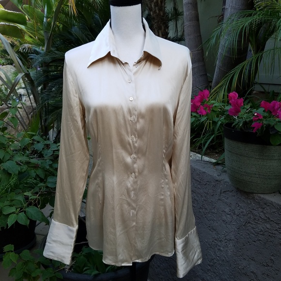 Walter Voulaz Tops - Italian Walter Voulaz Champagne Gold Silk Blouse